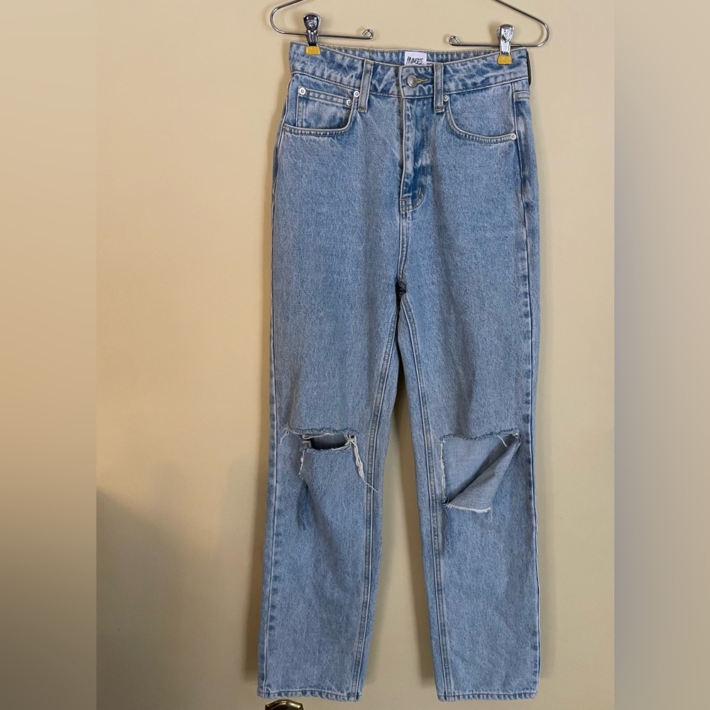 Princess Polly Light Blue Ripped High Rise Boyfriend Jeans